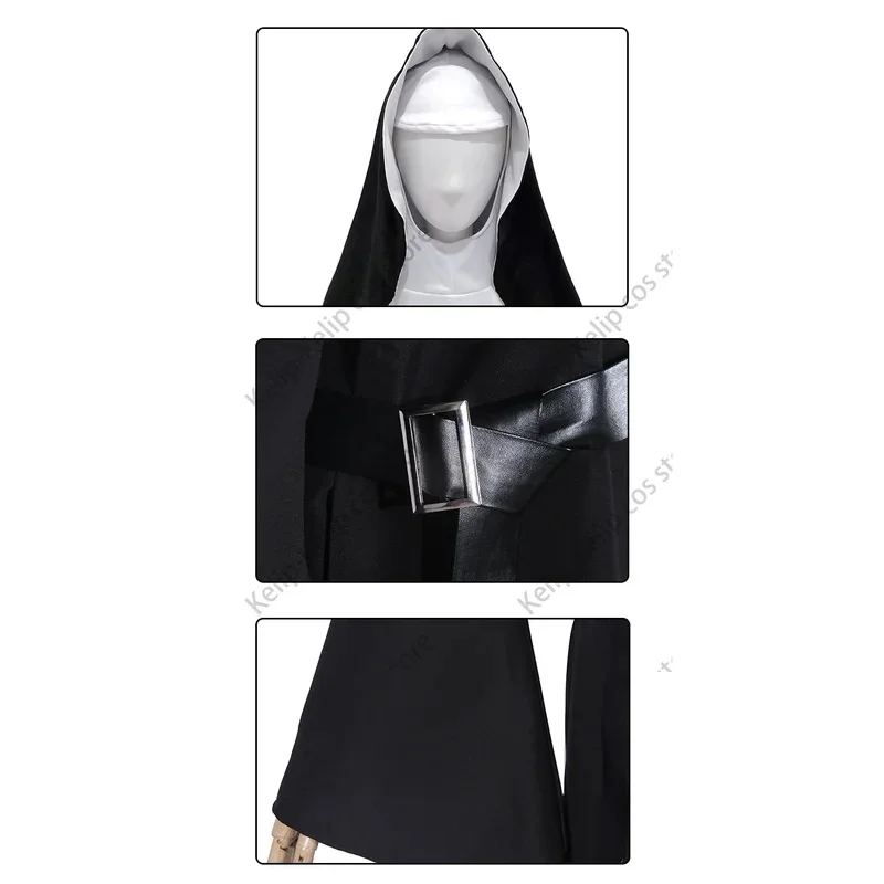 LQAdult النساء الراهبة زي الهالوين التأثيري شقيقة إيرين أسود أبيض تأثيري 2018 أفلام الرعب ملابس الحفلات الشعوذة