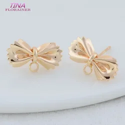 9*17MM 14K Gold Color Plated Brass Bowknot Stud Earrings High Quality Diy DIY Jewelry Making Finding Accessories