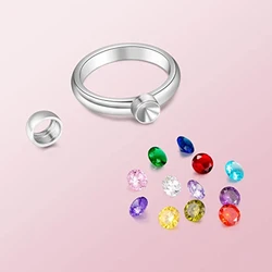 Simple Birthstone Rings with 12 Color Zircon Replaceable Fashion Stackable Promise Ring Jewelry Gift for Women Girl