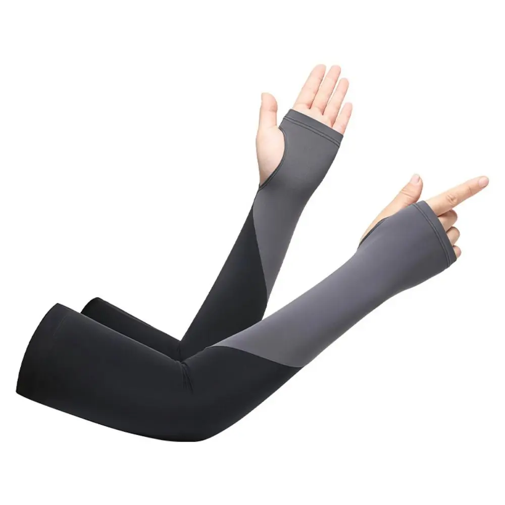 

Thin Half Finger Ice Sleeves Two Fingers with Exposed Sun Protection Summer Long Arm Covers Letter Label Anti-Slip