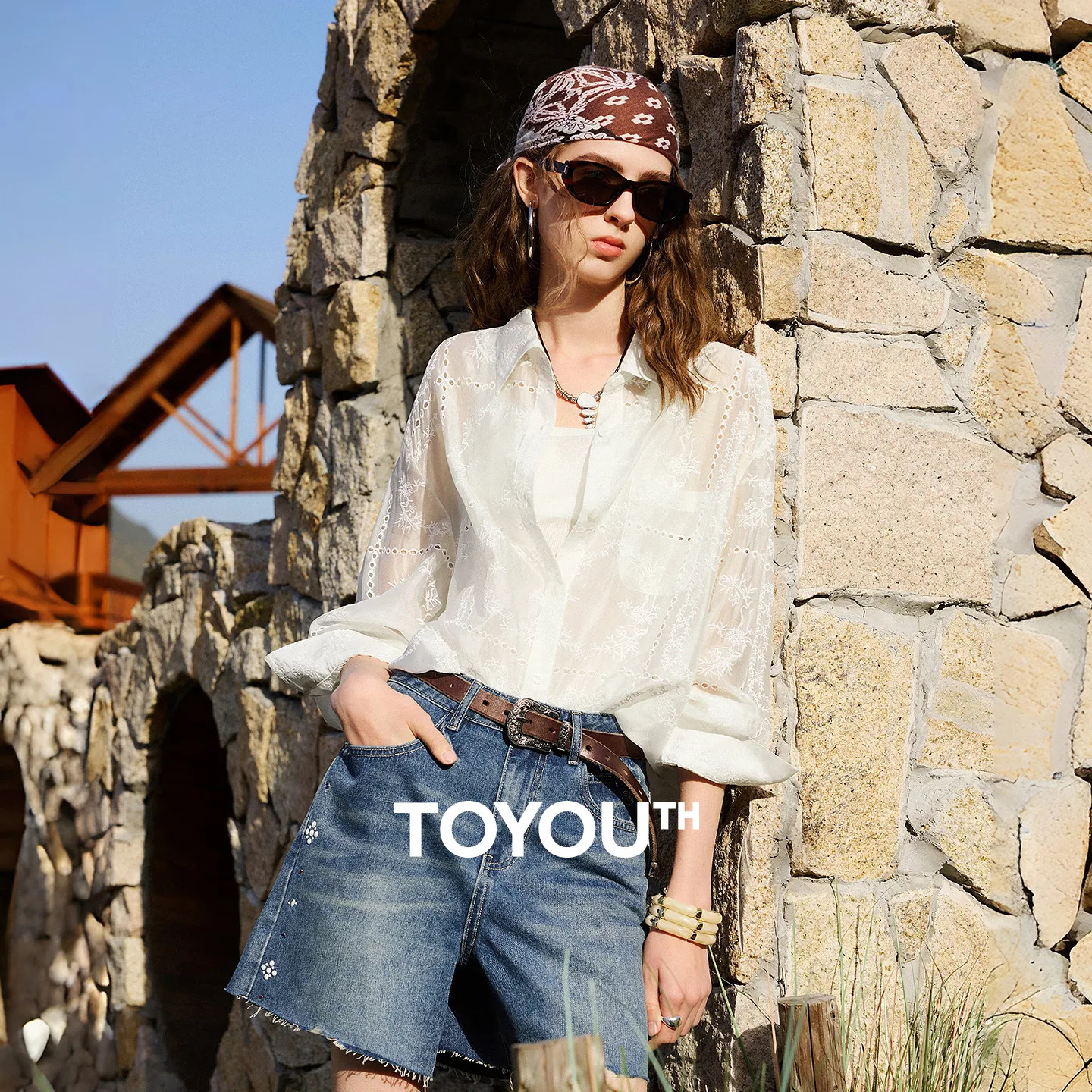 

Женская рубашка TOYOUTH 2026: Новинка весенней коллекции, кардиган из лиоцелла с вышивкой, свободный крой, средней длины, ажурный, топ