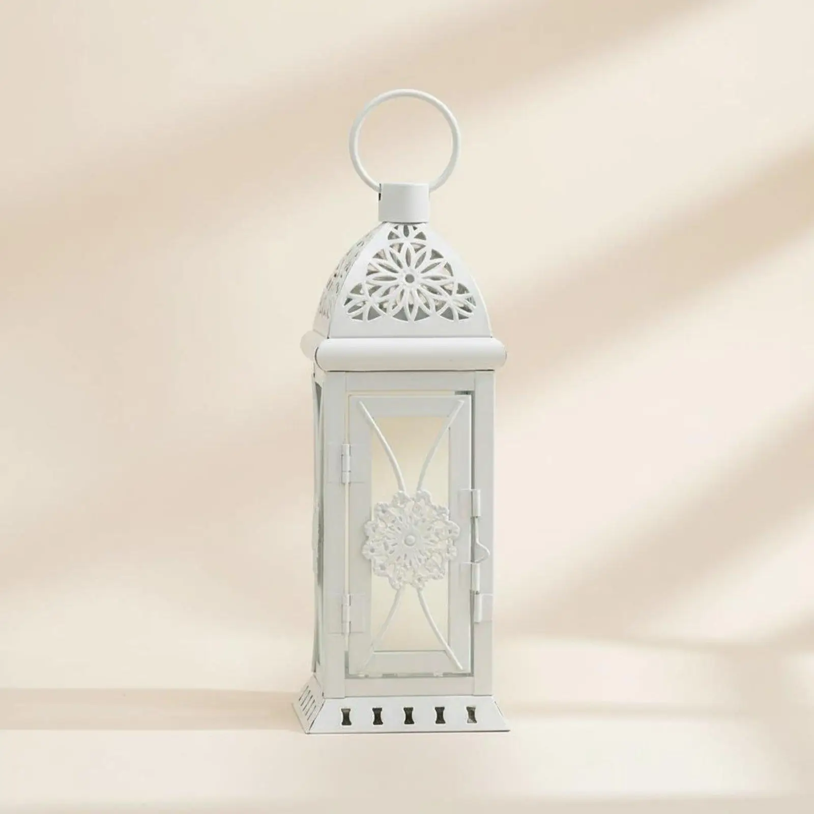 Windproof Candle Lantern Holder Set for Wedding Table Centerpiece Decorative Iron Glass Housewarming Patio Decor Gift