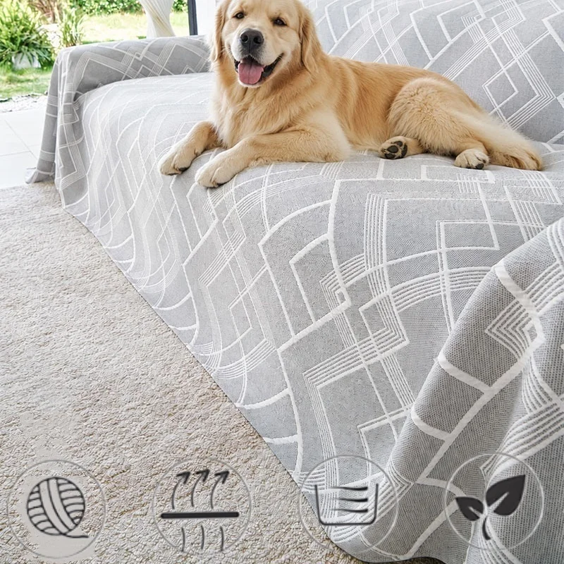 Jacquard Sofa Slipcover All Season Full Wrap Home Decor Nap Seat Cushion Blanket Anti-scratched Three-layer Gauze Couch Cover