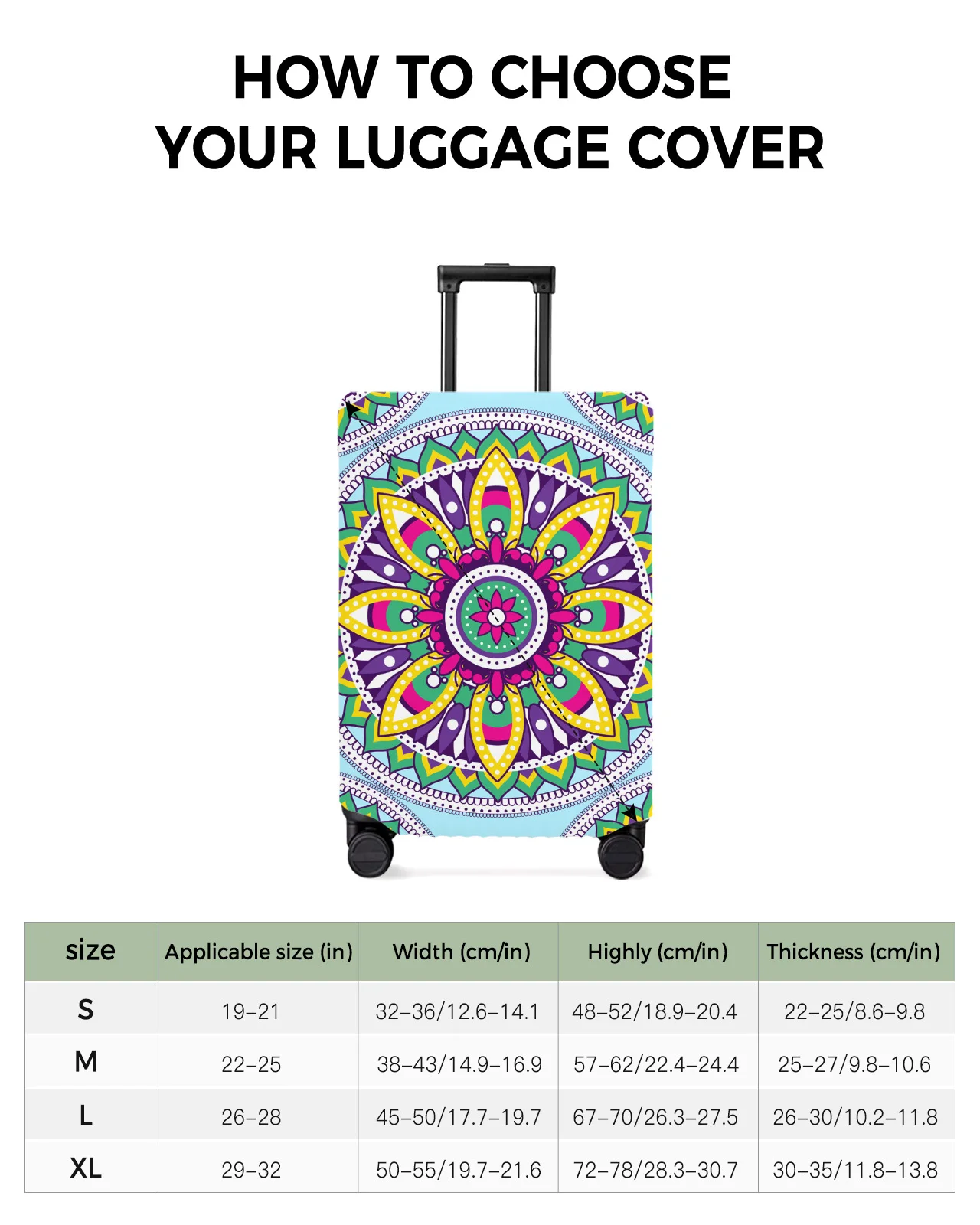 Flower Psychedelic Elastic Baggage Cover For 18-32 Inch Suitcase Case Dust Cover Travel Accessories