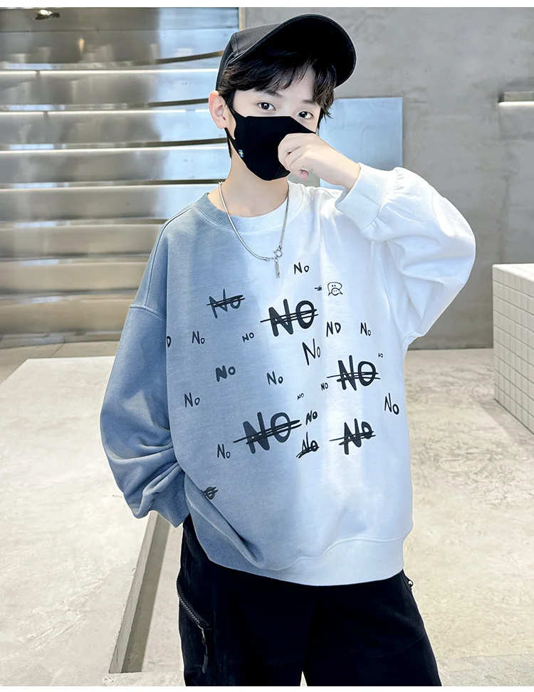 Kinder Jungen Frühlingskleidung Sweatshirt mit Farbverlauf Neuer Buchstabendruck Streetwear Langarm T-Shirt Retro-Design Pullover Oberteil – Detail 10