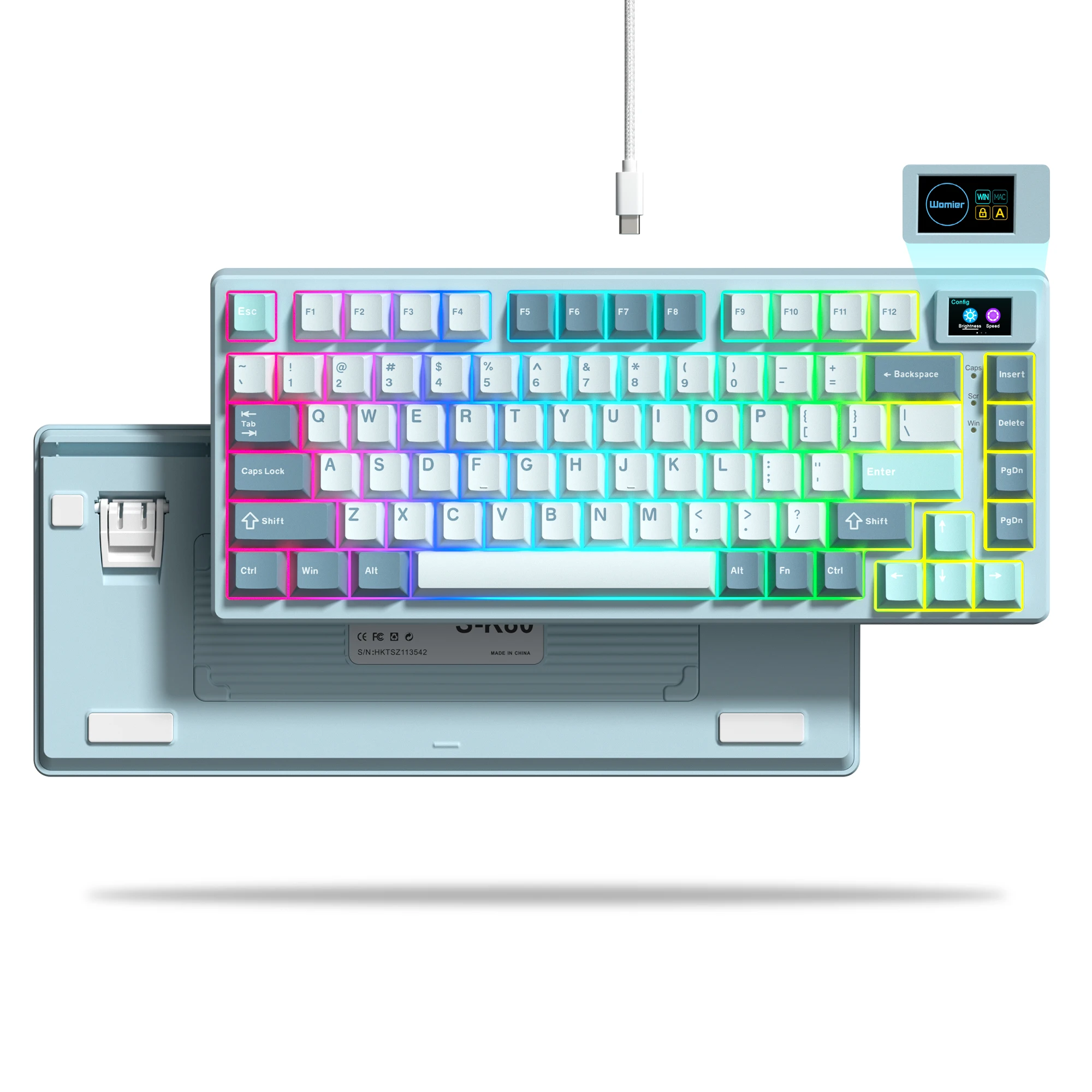 Womier 81 prédire-Clavier mécanique de jeu RGB personnalisé, support à joint bleu, échange à chaud, limitation des documents, affichage pour Mac P1