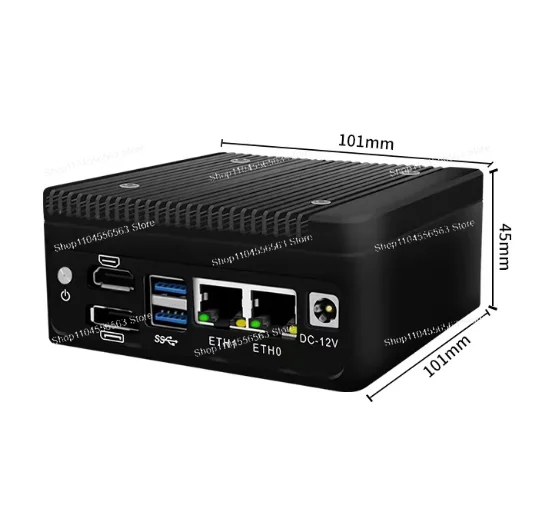 Fanless Mini PC Intel N100 Processor DDR5 SO-DIMM Dual 2.5G LAN HDMI2.1 DP1.4 for Firewall Router and Home Server BKHD-ALD-N100