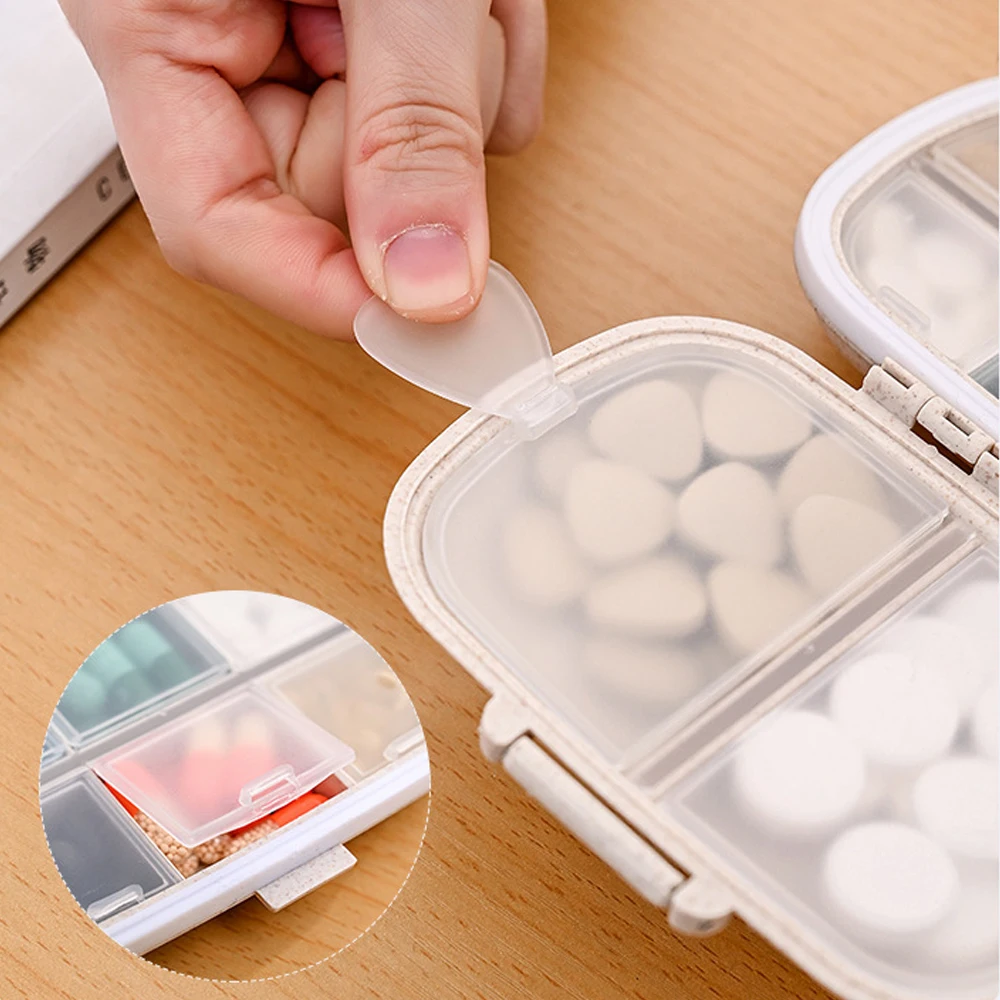 Travel Pill Organizer, 8 Compartments Portable Pill Case, Small Pill Box for Pocket Purse Portable Medicine Vitamin Container