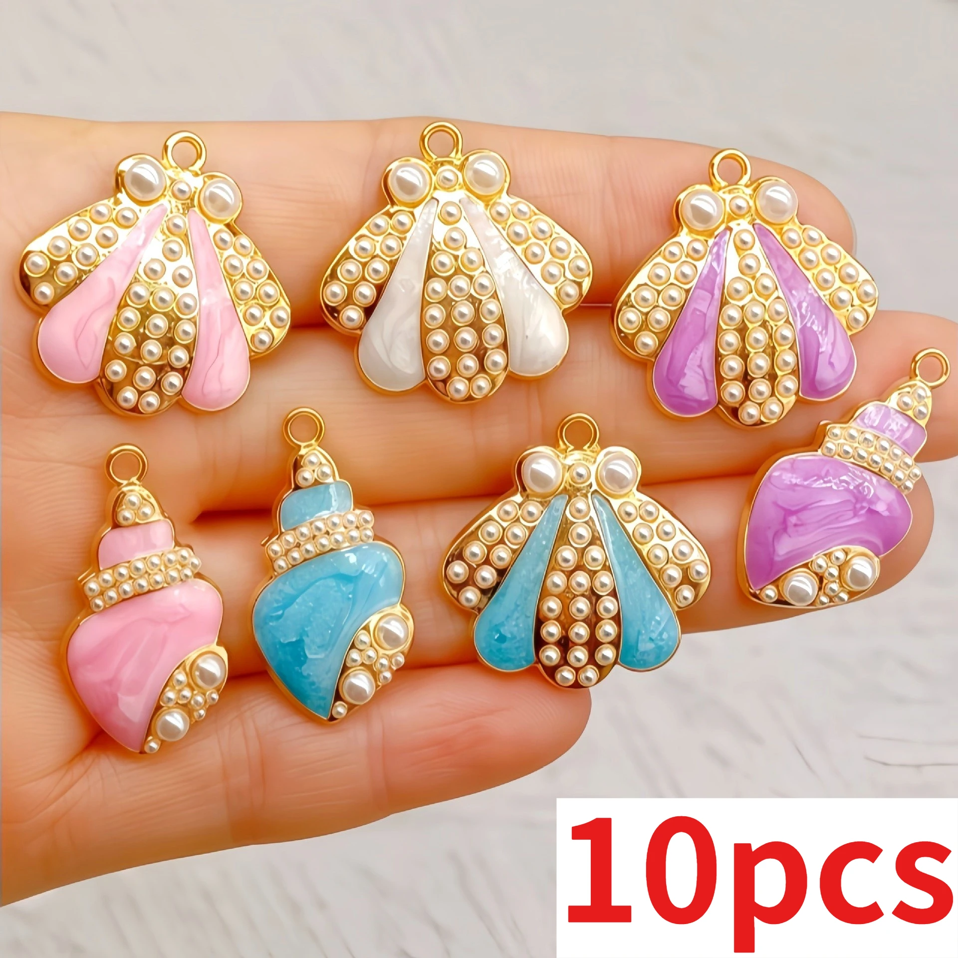 

10pcs Enamel Seashell Conch Charms Pendants for Jewelry Making Earrings Necklace DIY Handmade Crafts Accessories