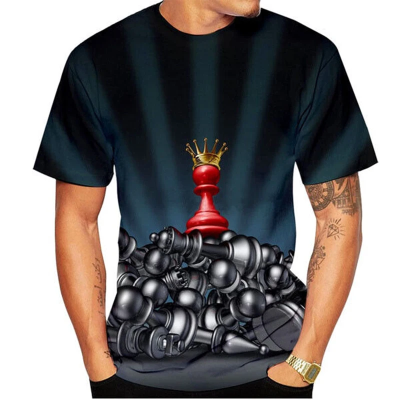 Mens Chess Graphic Tshirt Streetwear Full Print Womens Mens Short Sleeve Casual Tshirts Tops Summer Oversized Kids Chess Shirt