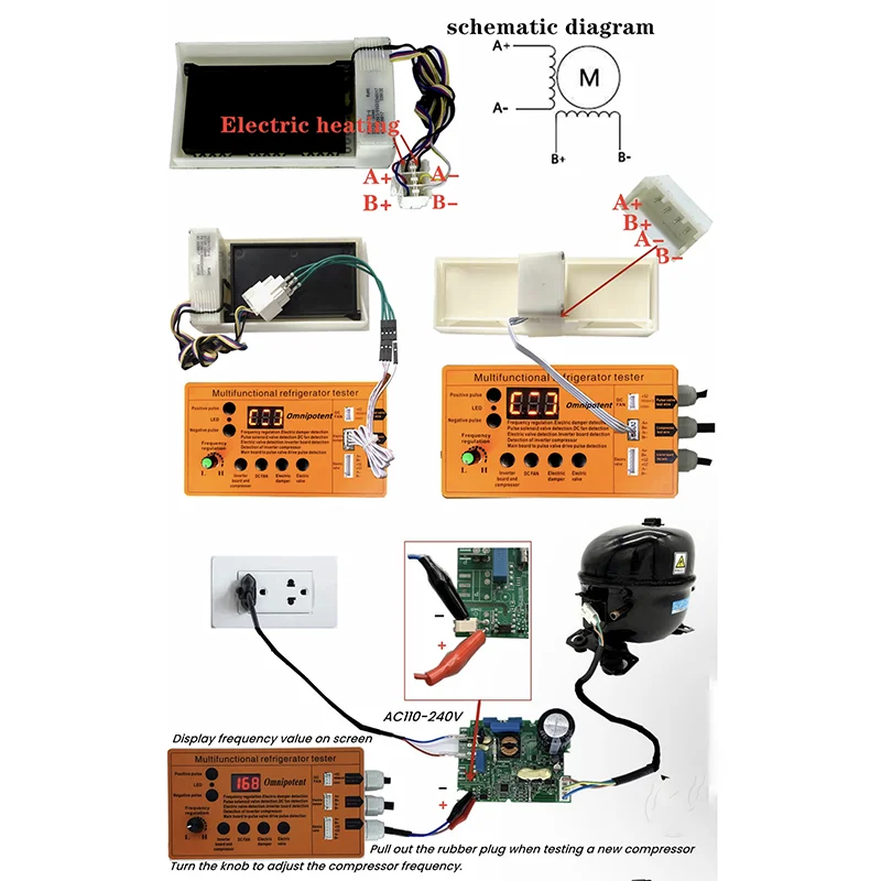 110V-240V Refrigerator inverter board compressor solenoid valve fan damper electric valve tester fault tool English version