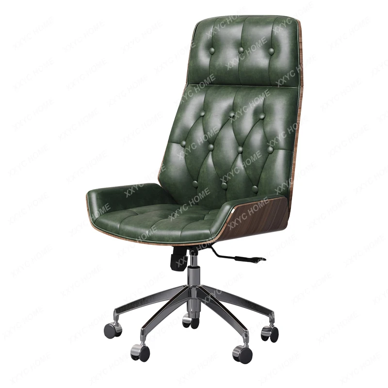 

A Light luxury leather boss chair home office swivel chair medium antique and retro style