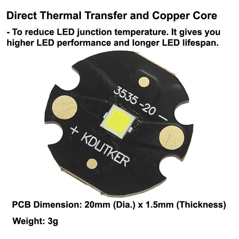 SFS75 3V 12A 2600 Lumens Long Throw SMD 3535 LED on KDLITKER DTP Copper MCPCB Flashlight DIY