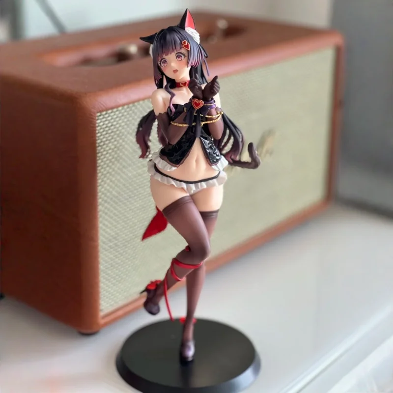

original Siki Anime Pretty Girl Toy with Bound Cat Lufna 1/7 Scale Figurine Model Collection Red Dress Love Ribbon Ornament
