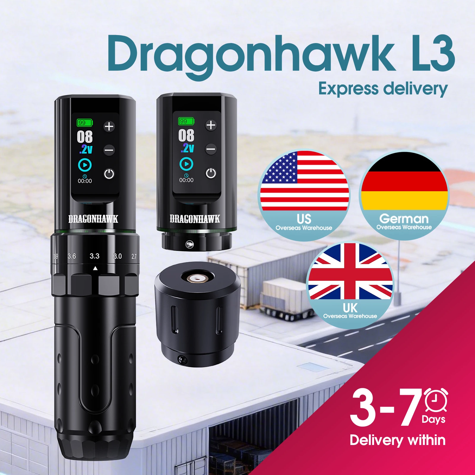 

Dragonhawk L3 Tattoo Machine Full Kit 7 Strokes 2 Batteries 2000mAh 222g Lightweight Design with Tattoo Needles for Beginners