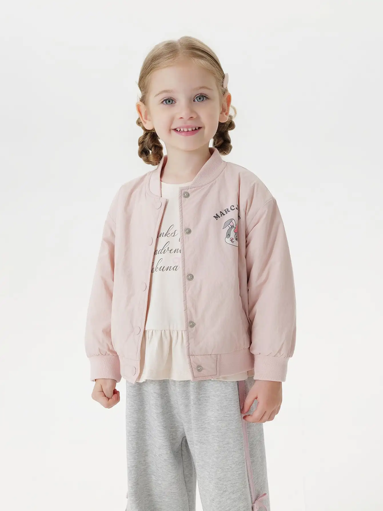 

MARC & JANIE Toddler Girl Cute Bunny Print Soft Baseball Jacket Outerwear for Autumn 551650