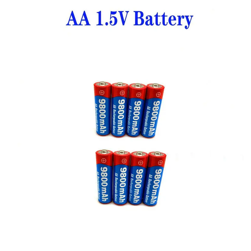 2023 New 2~20pcs/lot Brand AA Rechargeable Battery 9800mah 1.5V New Alkaline Rechargeable Batery for Led Light Toy Mp3 Fan Toy