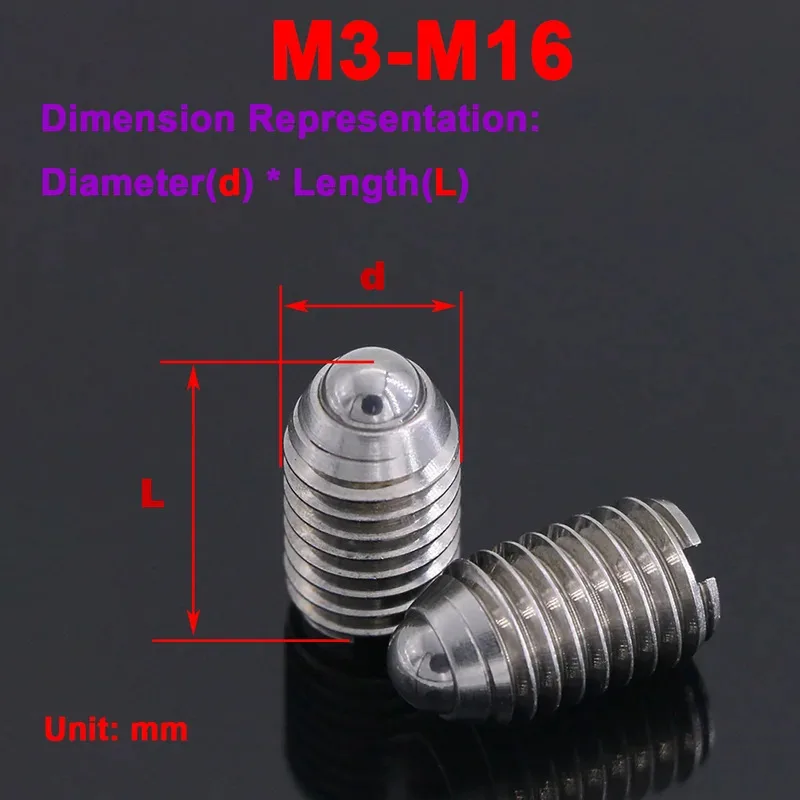 Êmbolo esférico com mola em aço inoxidável 304 com ranhura para posicionamento de precisão em gabaritos e máquinas M3 M4 M5 M6
