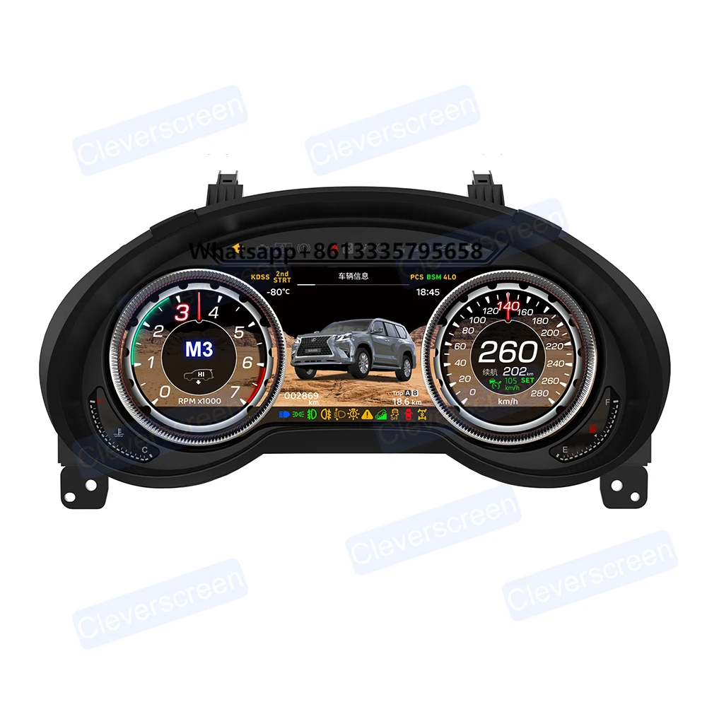

For Lexus GX400 GX460 2009-2020 Digital Cluster Instrument Car Upgrade 12.3 Inch LCD Dashboard Auto Speedometer Linux System
