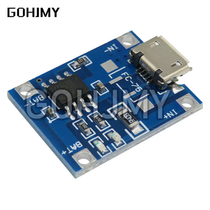 10pcs/lot 5V 1A Micro USB 18650 Lithium Battery Charging Board Charger Module+Protection Dual Functions TP4056