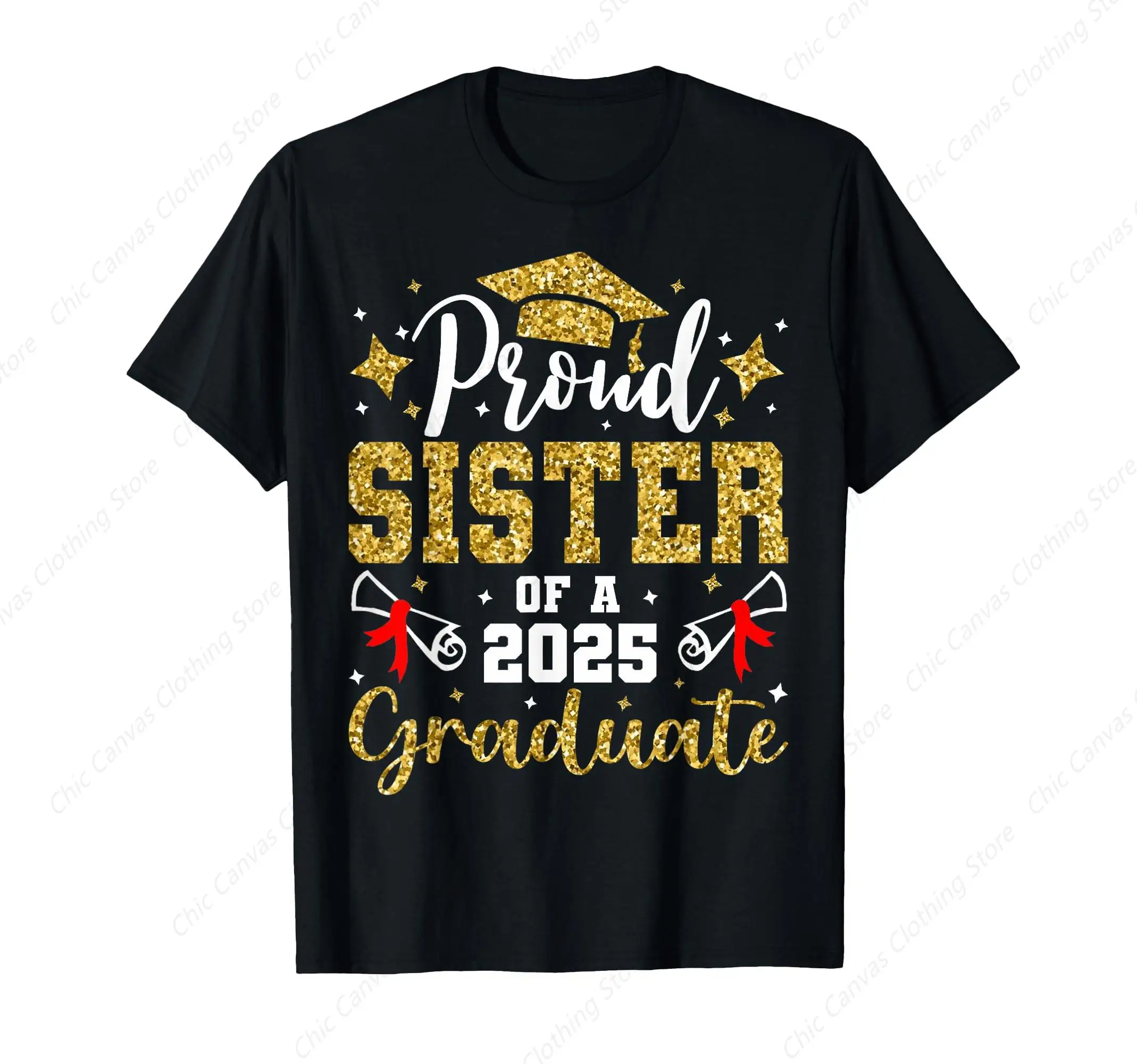 

The Pride Of 2025 Graduates' Graduation T-Shirts Sisters Funny Printed Cotton Casual Gifts Short Sleeves For Men And Women