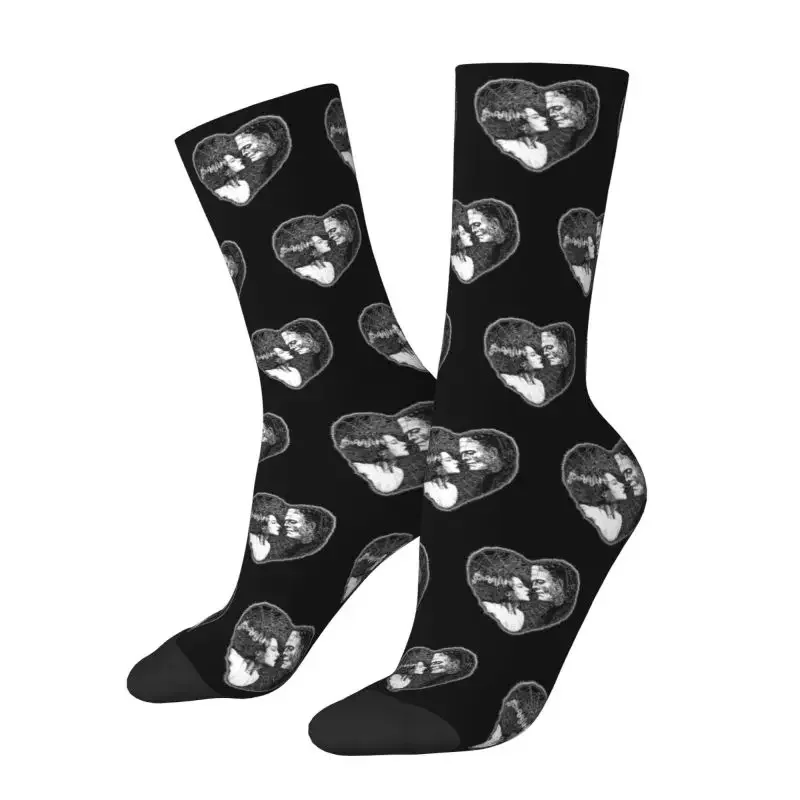 Bride Of Frankenstein Kiss Men's Crew Socks Hip Hop Funny Science Fiction Horror Film Spring Summer Autumn Winter Crazy Socks