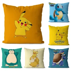 Pokemon Anime Pillowcase Anime Figure Pikachu Squirtle Bulbasaur Sofa Car Cushion Lumbar Pillowcase 45x45cm Gift