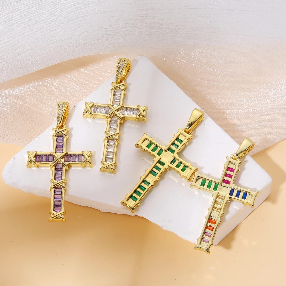 Juya DIY Luxus 18K echtes Gold vergoldet katholisches christliches Kreuz Charms für handgemachte religiöse Talisman Anhänger Schmuckherstellung – Detail 8
