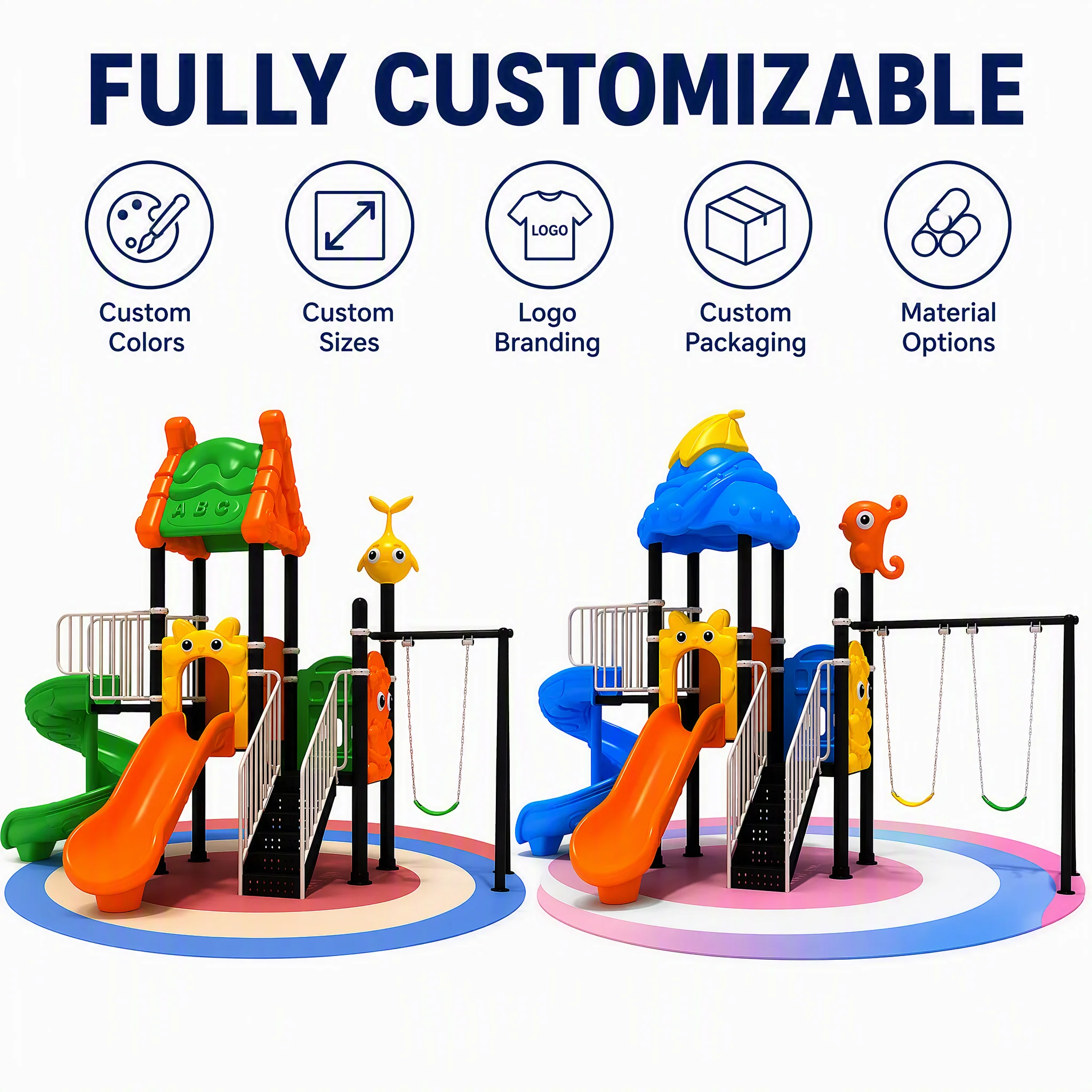 High Quality Commercial Outdoor Playground Equipment Slide Swing Set Children LLDPE Steel School Park Community Wholesale