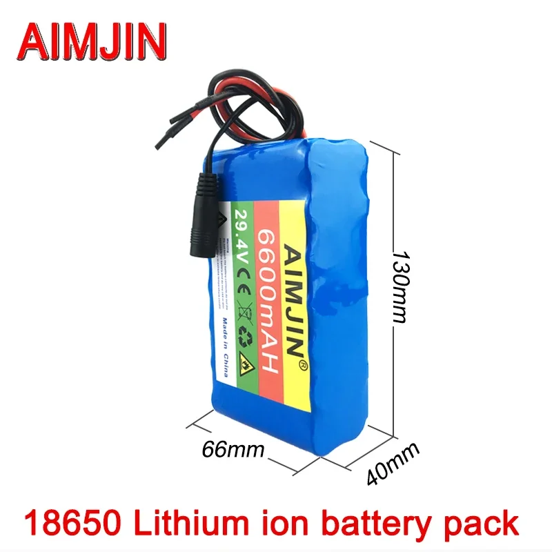 7S2P 29.4V 6600mAh Battery Pack Rechargeable 18650 Lithium-ion Battery High Capacity Battery Built-in BMS