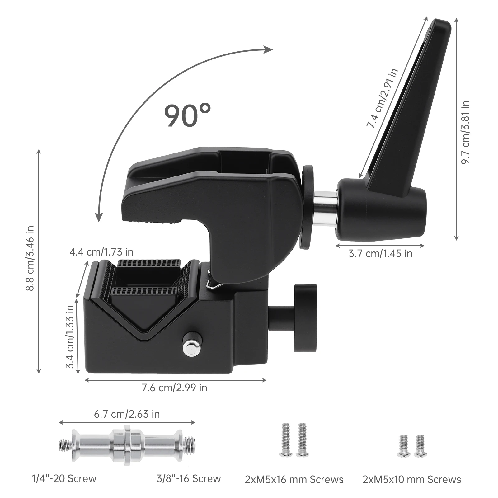 Heavy Duty Super Clamp 33lbs / 15kg Max Load Universal Grip Clamp for Round Tubes / Photography Studio Video Cameras Lighting