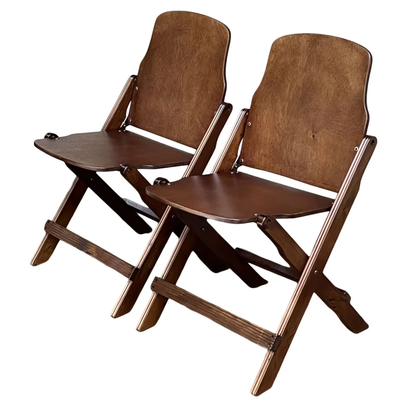 Retro solid wood frame with lines, spray paint, wear-resistant folding chair, Kemite flat for organ cinema coffee dessert