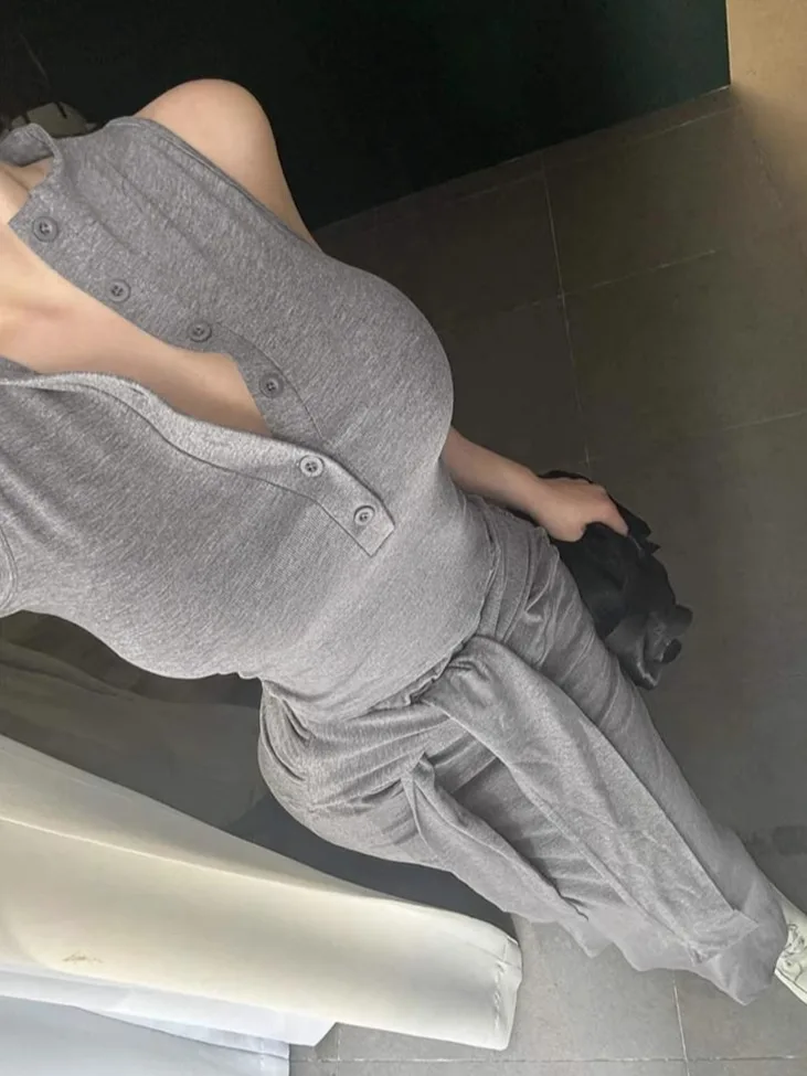 

Dongda Gate New Pure Desire Sexy Long Sleeveless V-Neck Half Open Women's Set Long Skirt Fashionable Body-Shaping Outfit