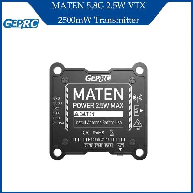 

GEPRC MATEN 5.8G 2.5W VTX 2500mW Transmitter Transmitting Module 7V-36V Built in Microphone for FPV Long Range Racing RC Parts