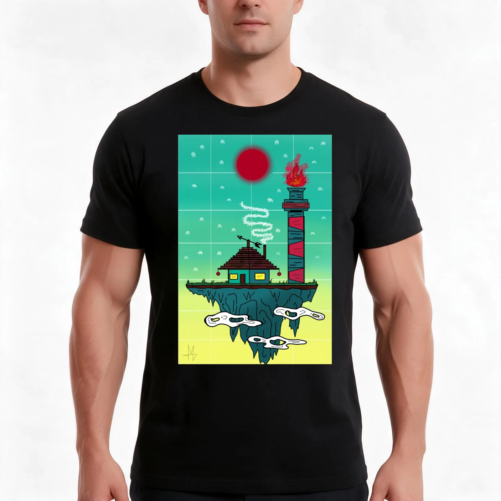 Tranquility T-Shirt, Summer Casual Cotton Tee, Oversized Streetwear Tops, Vintage Graphic Print, Loose Fit Short Sleeve