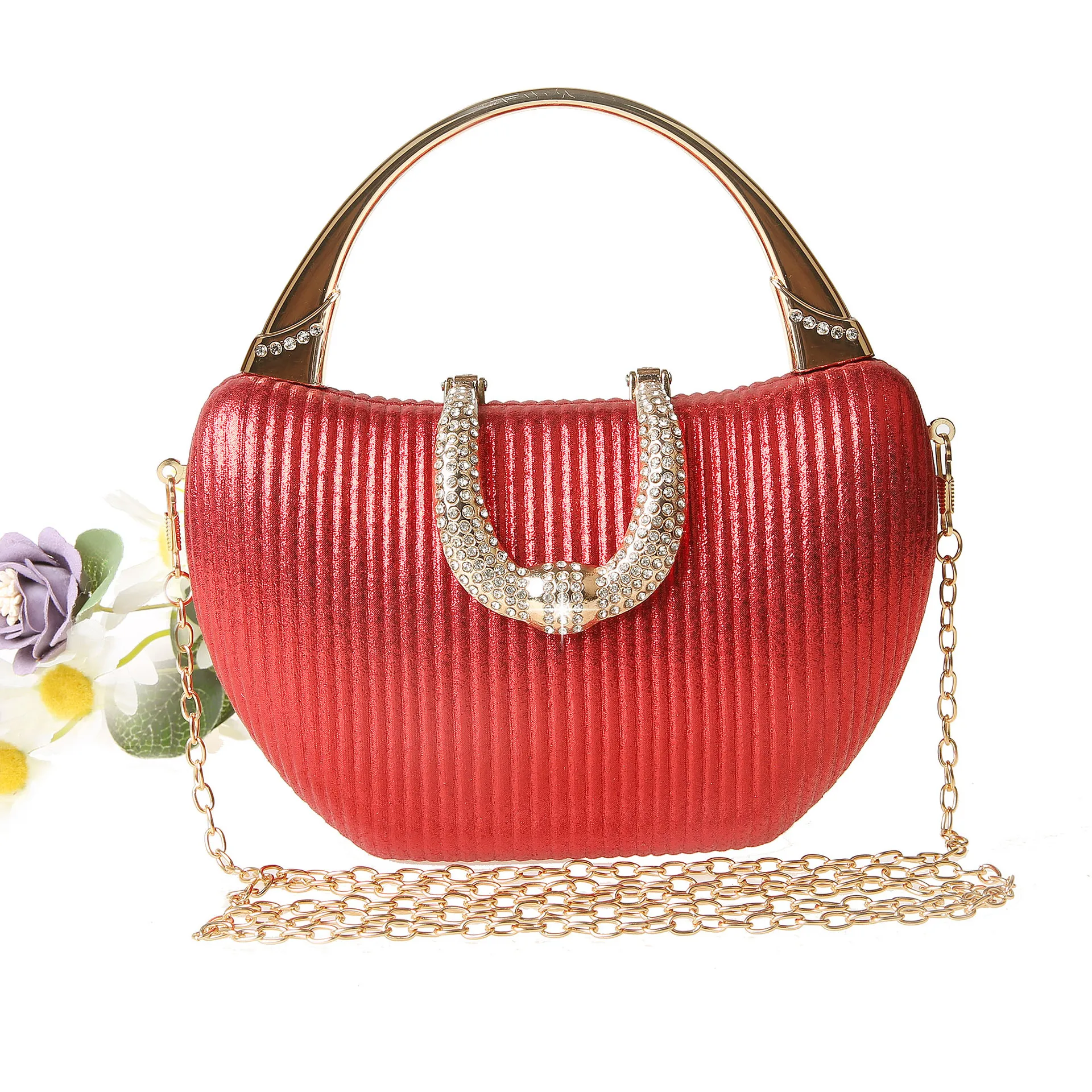2024 New Vintage Evening Bag  Diamond Sequined Clutch Hand Bag Bride Bag Gold Wedding Purse Female Handbag