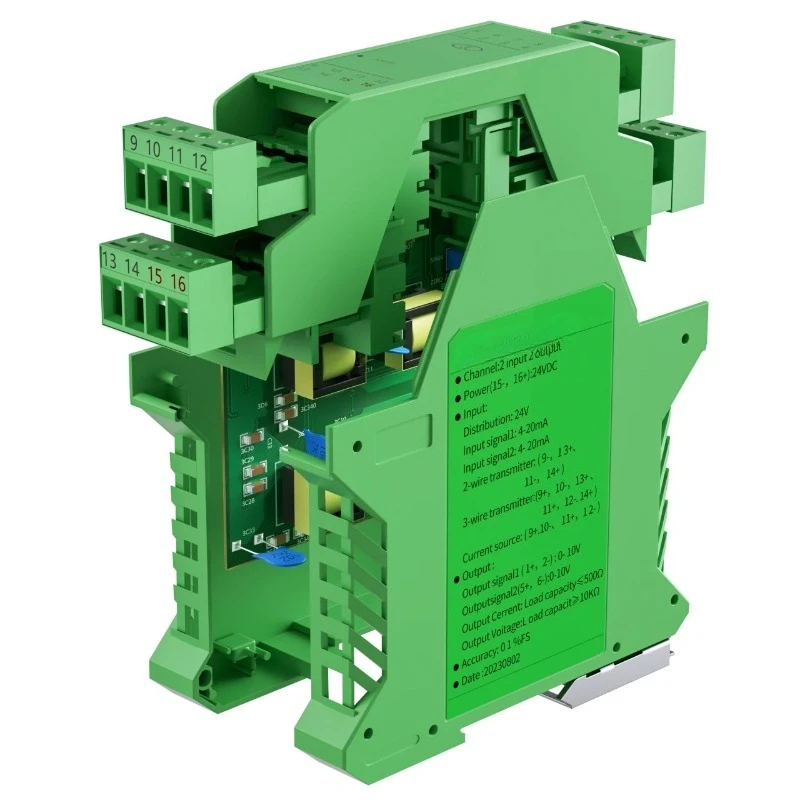 GLG DIN Rail DC Signal Isolator 4-20mA 0-10V 2In 2Out Two/Three Wire Signal Converter Transmitter