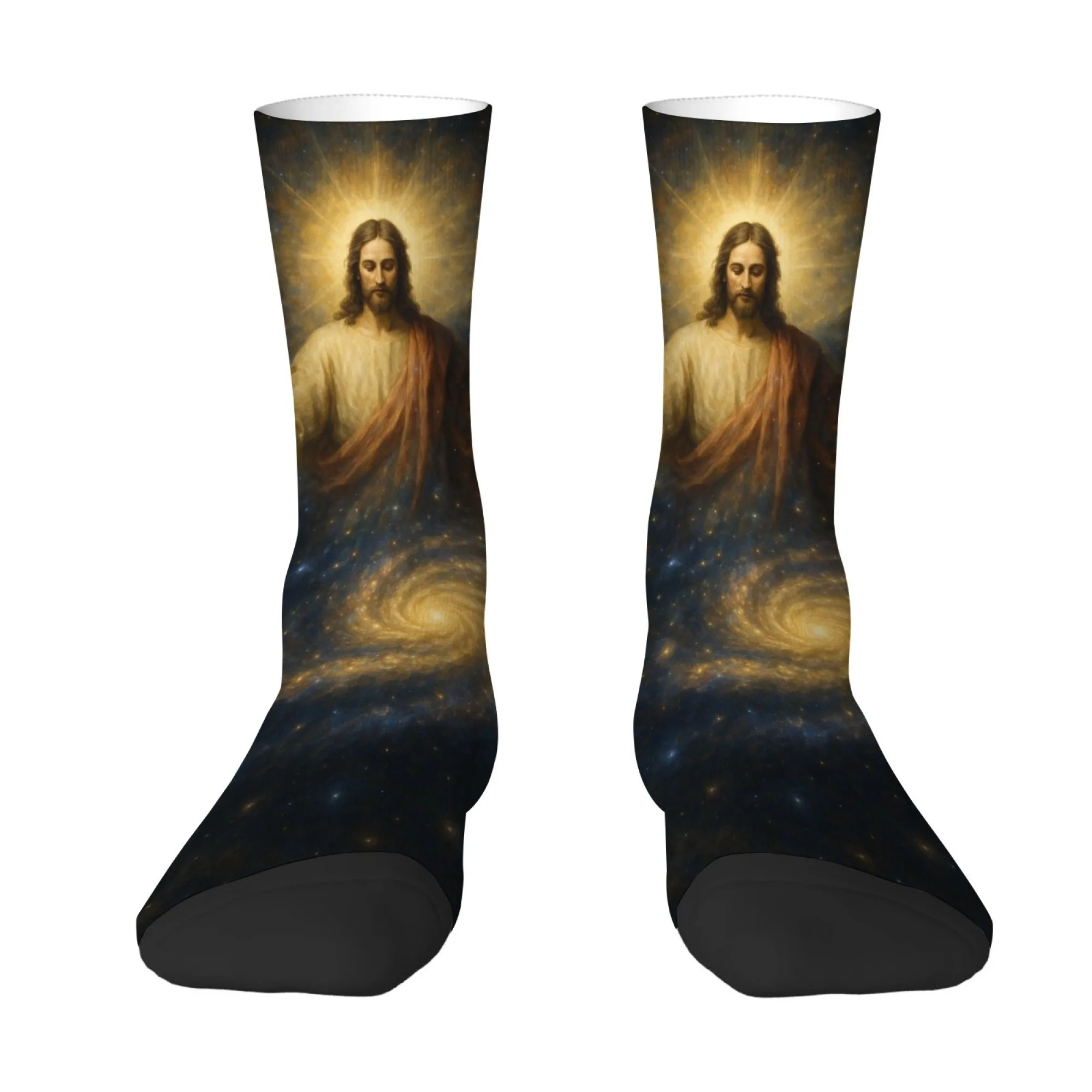 

Sacred Starry Sky Universe Jesus Socks Retro Style Casual Fashion Men's Socks Breathable Non-Slip Outdoor Sports Fun Socks Gift