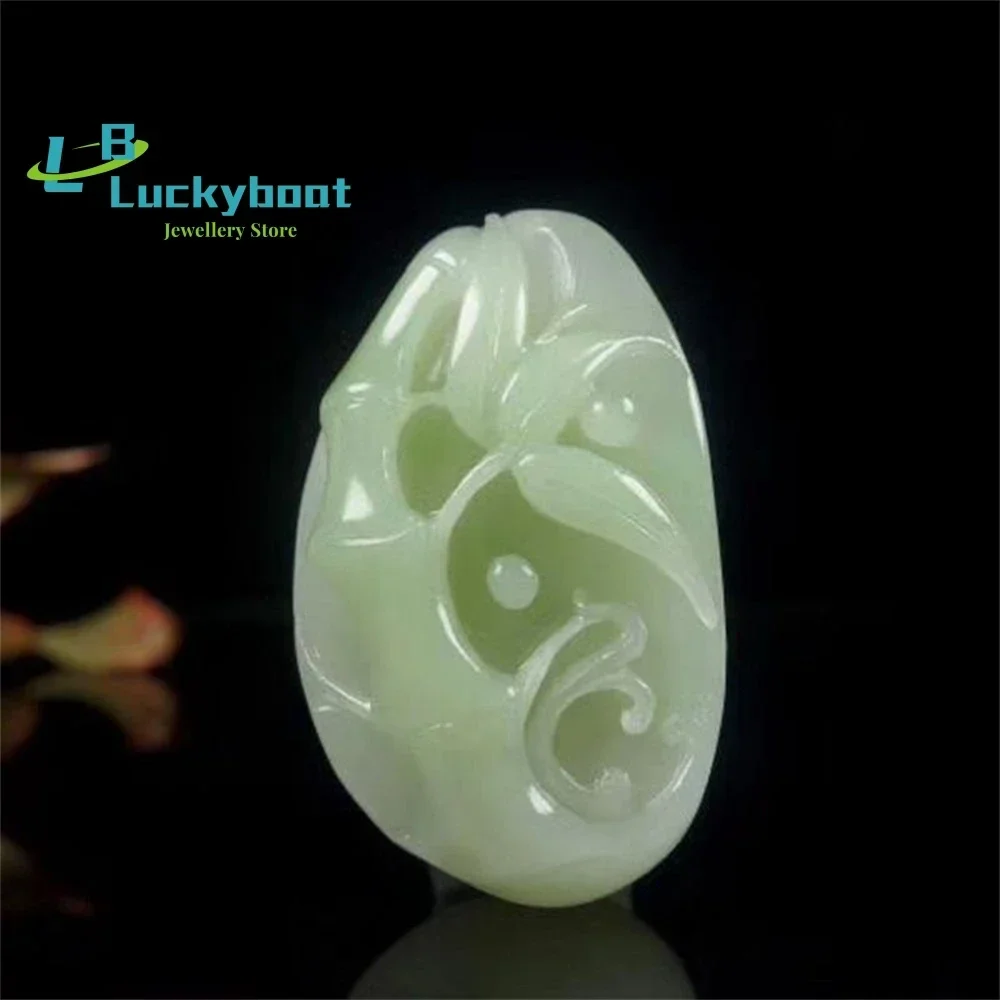 Wenrunzhai Hetian Qinghai Material Floating Emerald Jade Stone Bamboo Section Rises Men's And Women's Pendant