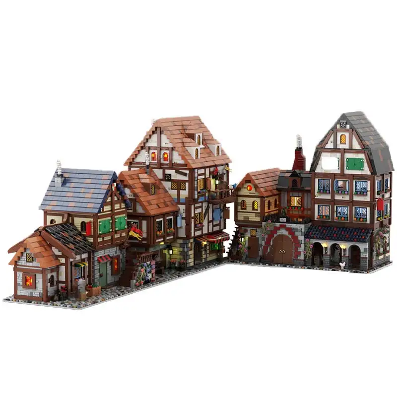 MOC-97079 Middeleeuwse modulaire architectuur Model Bouwstenen Assemblage Originaliteit Bakstenen Speelgoed Desktop Display voor kinderen Geschenken