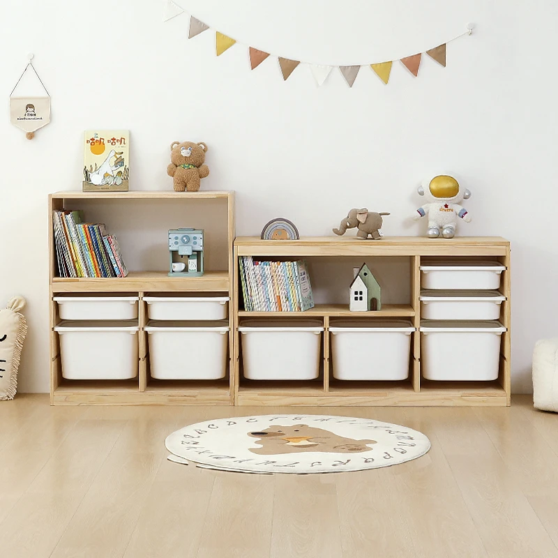 Large capacity multi-layer shelf children's toy bookshelf two-in-one storage cabinet