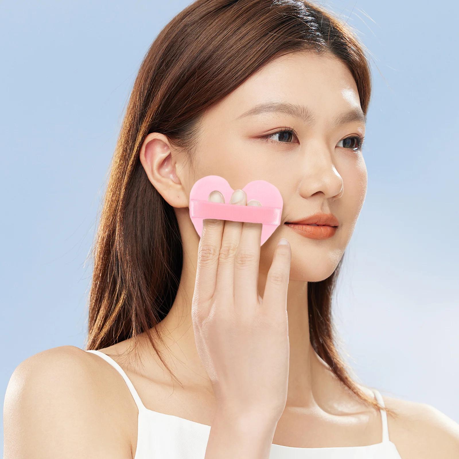 

6Pcs Small Heart Shape Makeup Lightweight Finger Puff for Face Powder Foundation Loose Powder Women Makeup