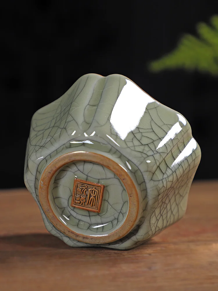 

Handmade Cerc Tea Cup Gongyao Blue Porcelain Ice Cra Pattern Display Official Drinking Cup Owner Cup Dehua Origin