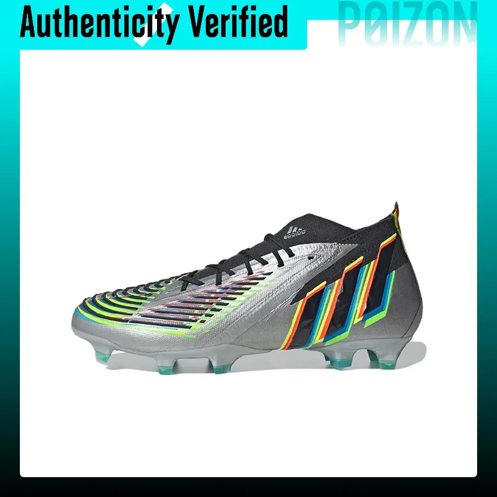Adidas Predator Edge.1 Soccer Shoes Unisex Mid-top Silver Black Neon Green HR1573
