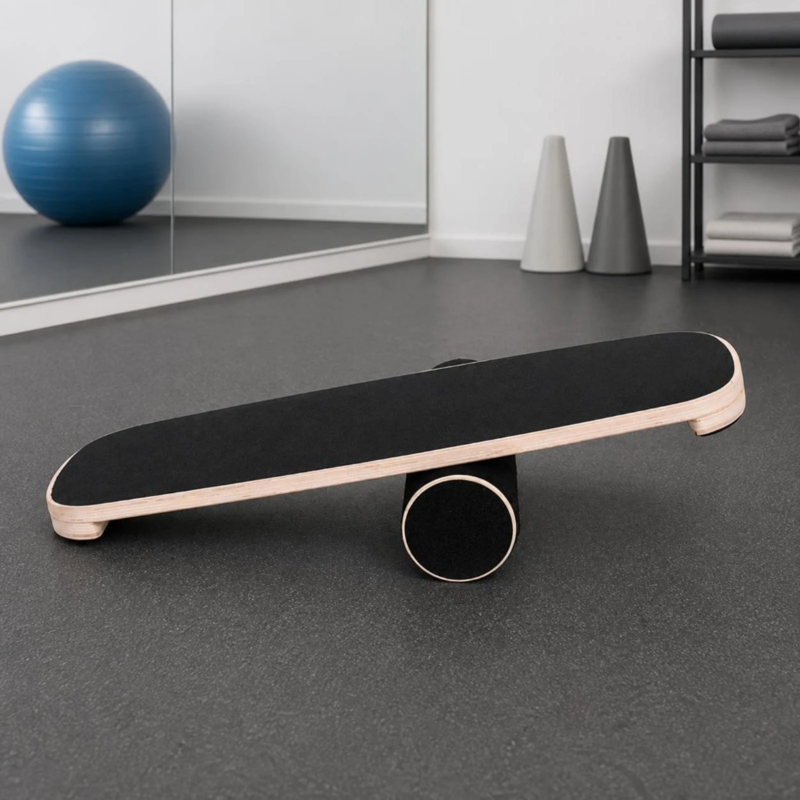 Wooden Balance Board Textured Top Roller Balance Board Fitness Gear 2-in-1 Set Portable for Surfing Practice