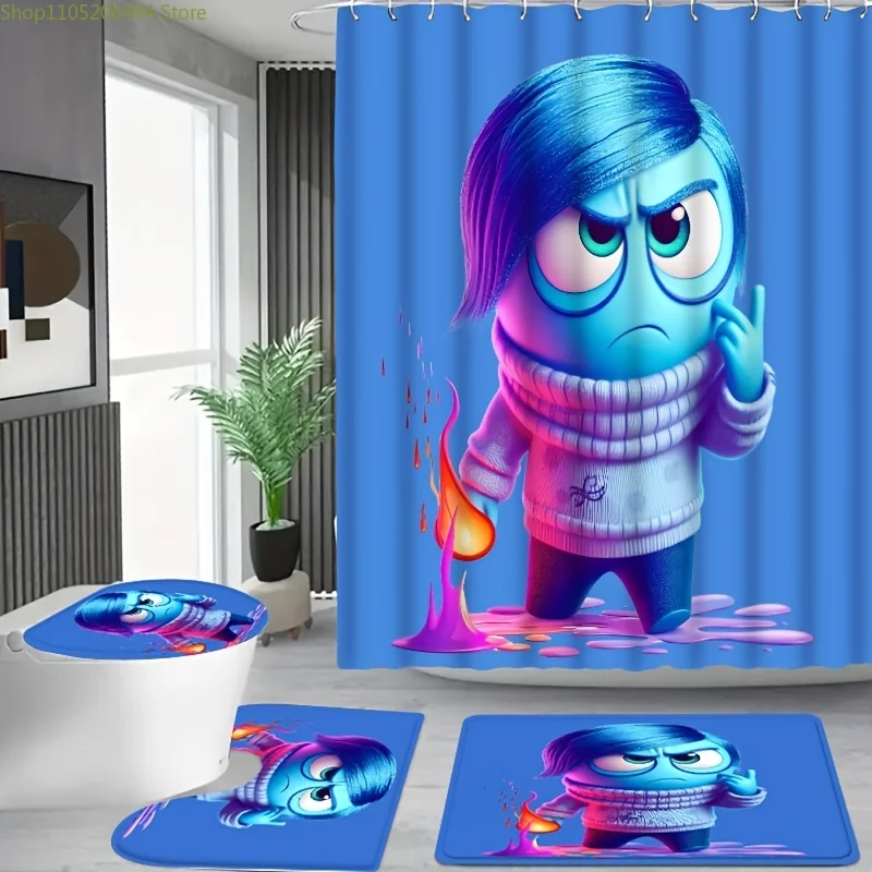 

Набор из 4 шт. занавесок для душа с универсальным узором — современный геометрический цветочный абстрактный принт, водонепроницаемый, нескользящий, быстрая доставка ​