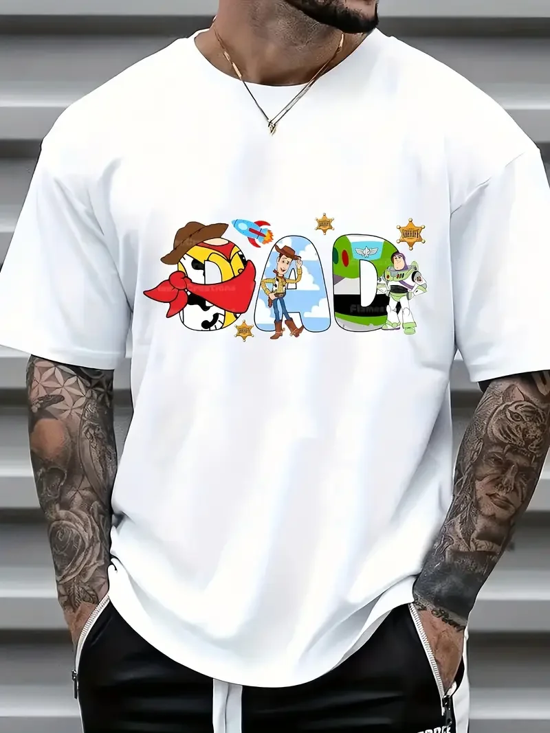

2025 Cool Couple Disney Toy Story Dad Serie T-Shirt Unisex Men's TShirt Summer Cotton Women Tee Oversize Top Streetwear Clothing
