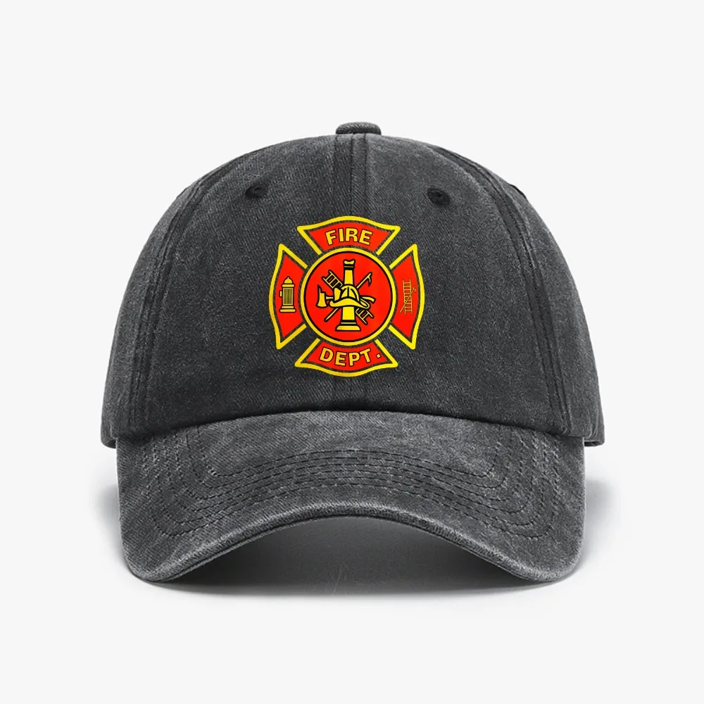 

Fire Department Shield Cross baseball cap Adjustable Men Retro Outdoor Washed denim hat Fire rescue hats