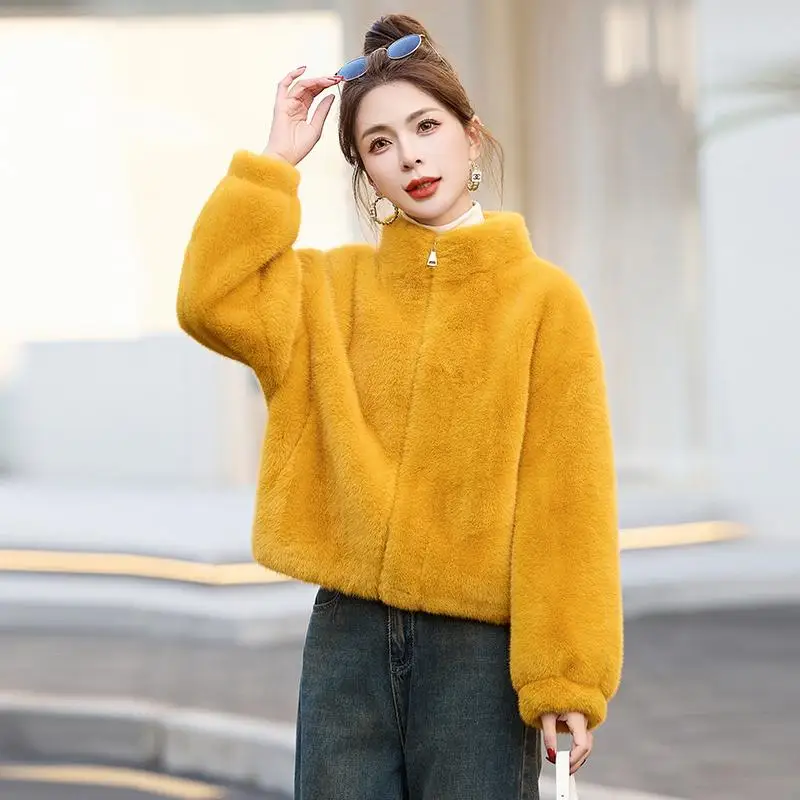 Winterjas Vrouwelijke Nertsenjassen Herfst Winter Pluizige Faux Nertsen Bontjas Vrouwen Elegante Dikke Warme Jassen Voor Vrouw Tops Outerwears