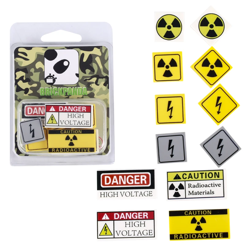 MOC Military City Street View Zombie Figures Printed Tile Building Blocks Fire Warning Sign Ammunition Box Parts Bricks Kids Toy